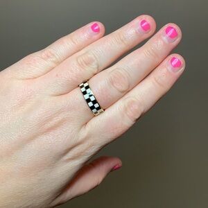 Checkered Gold and Black Ring Size 9